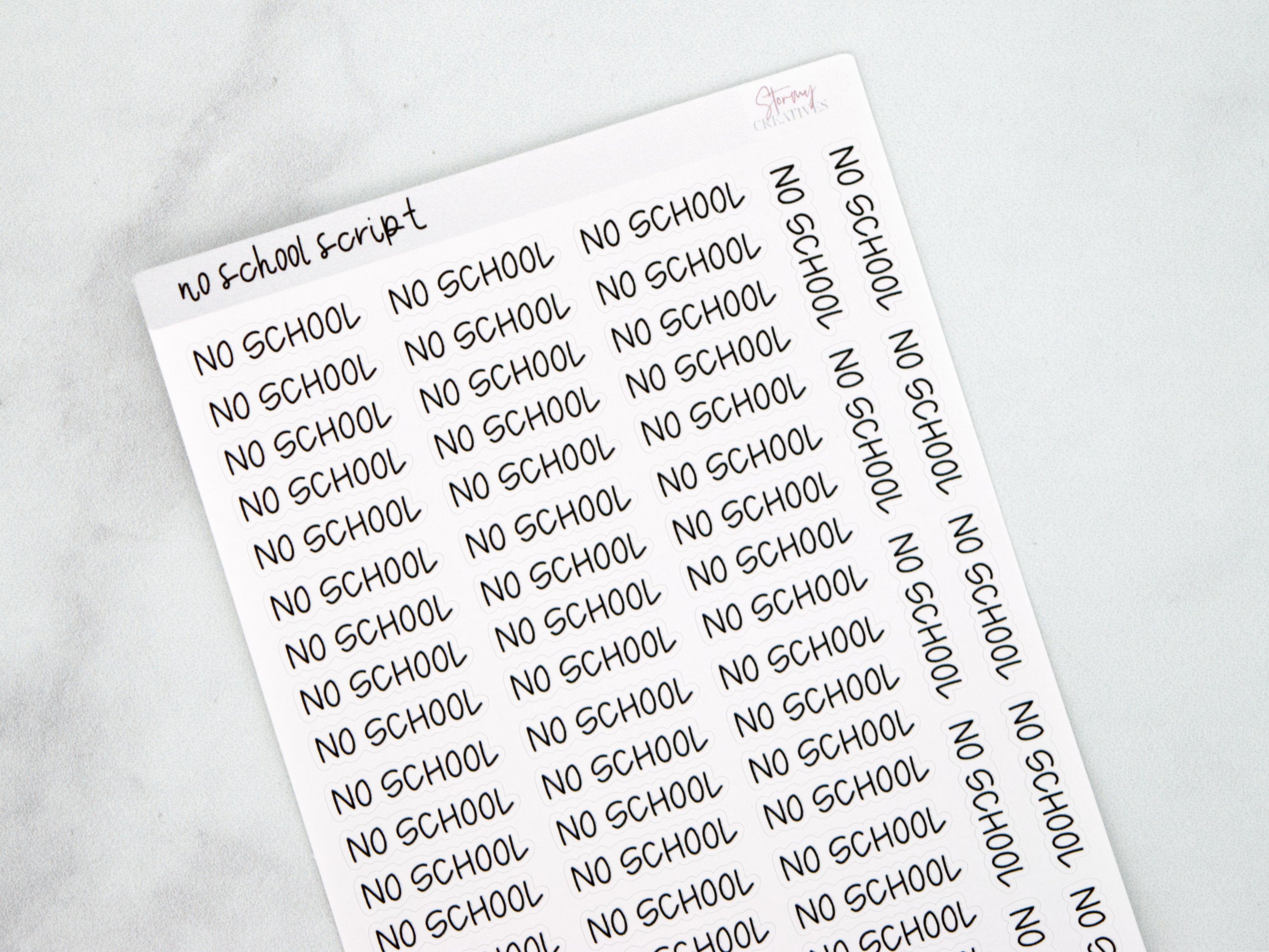 No School Script Stickers