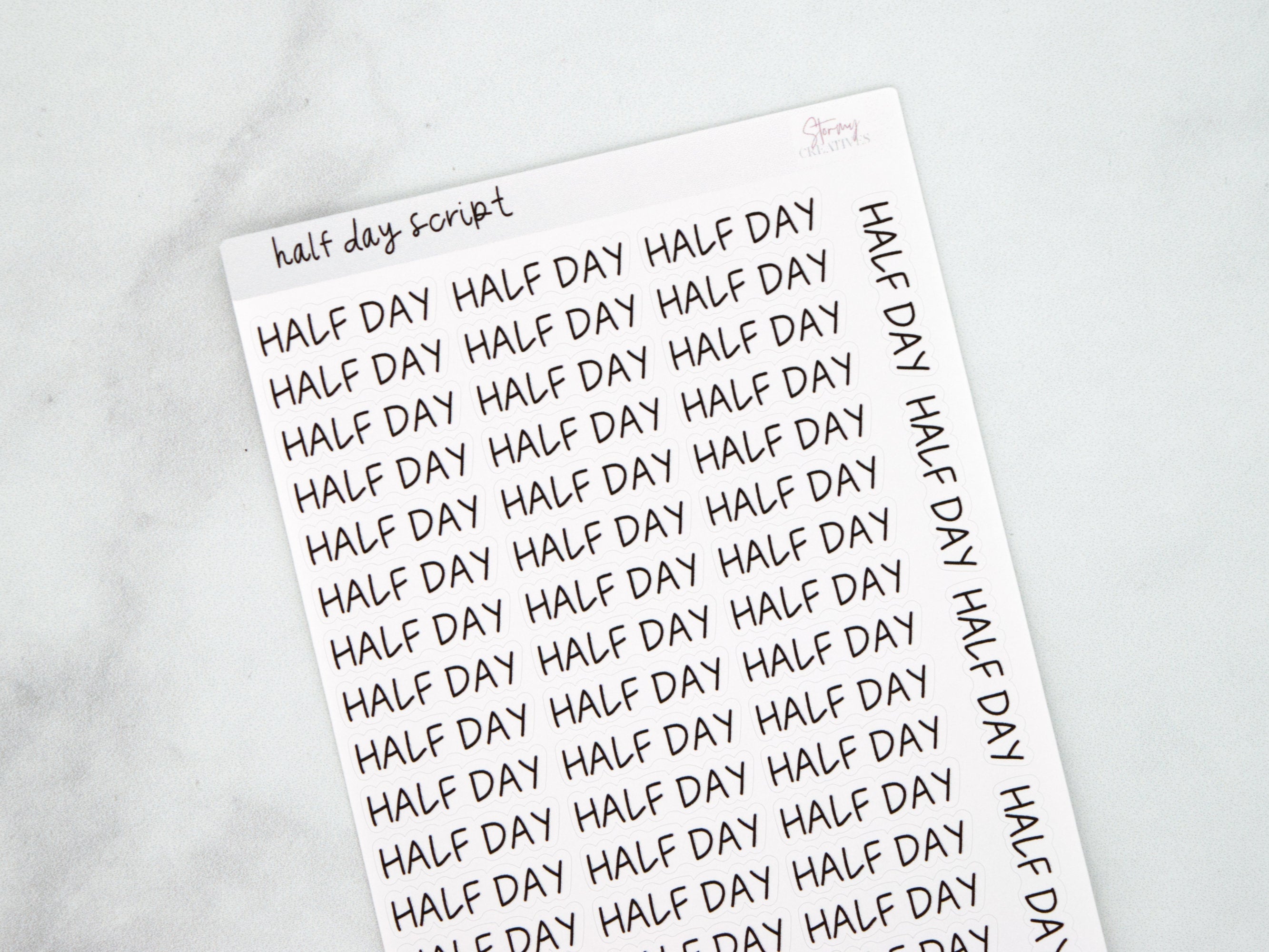 Half Day Script Stickers