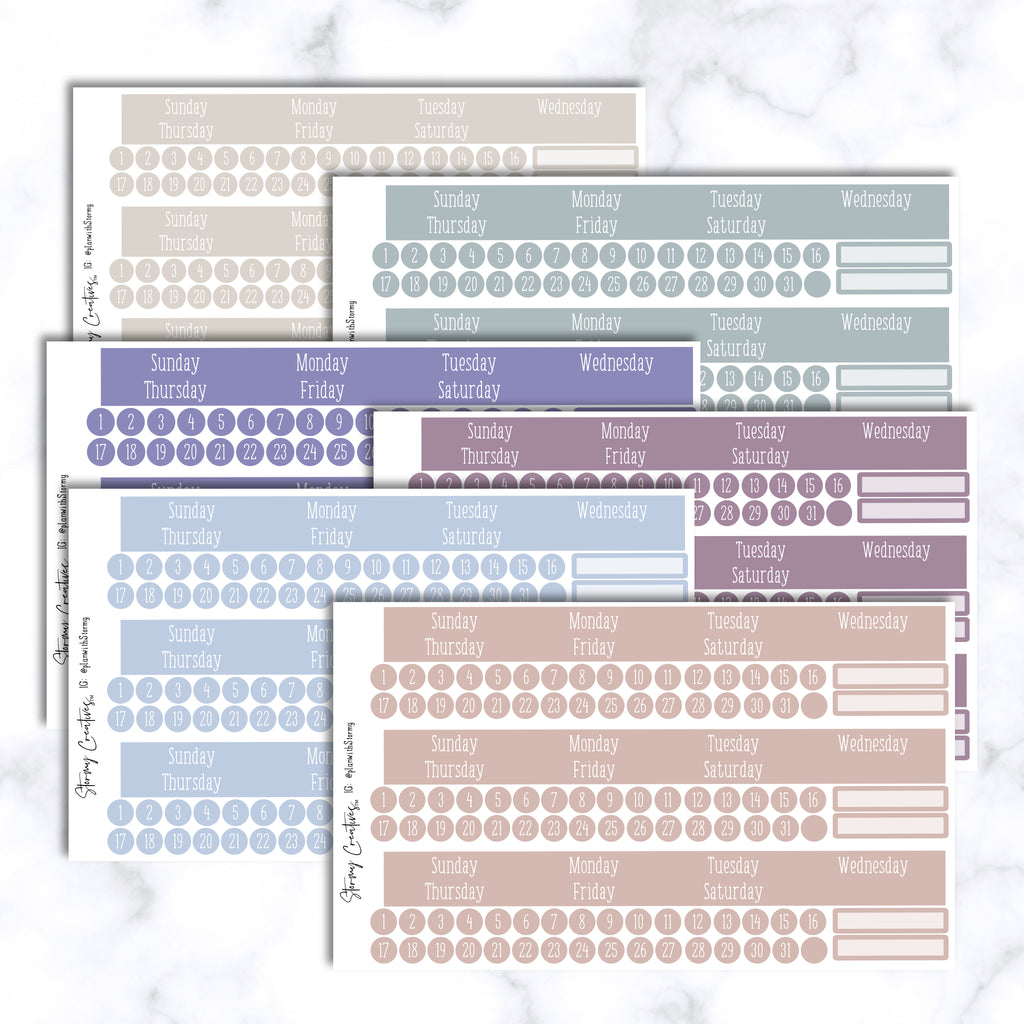 Monthly View Stickers - Erin Condren Flora Colors