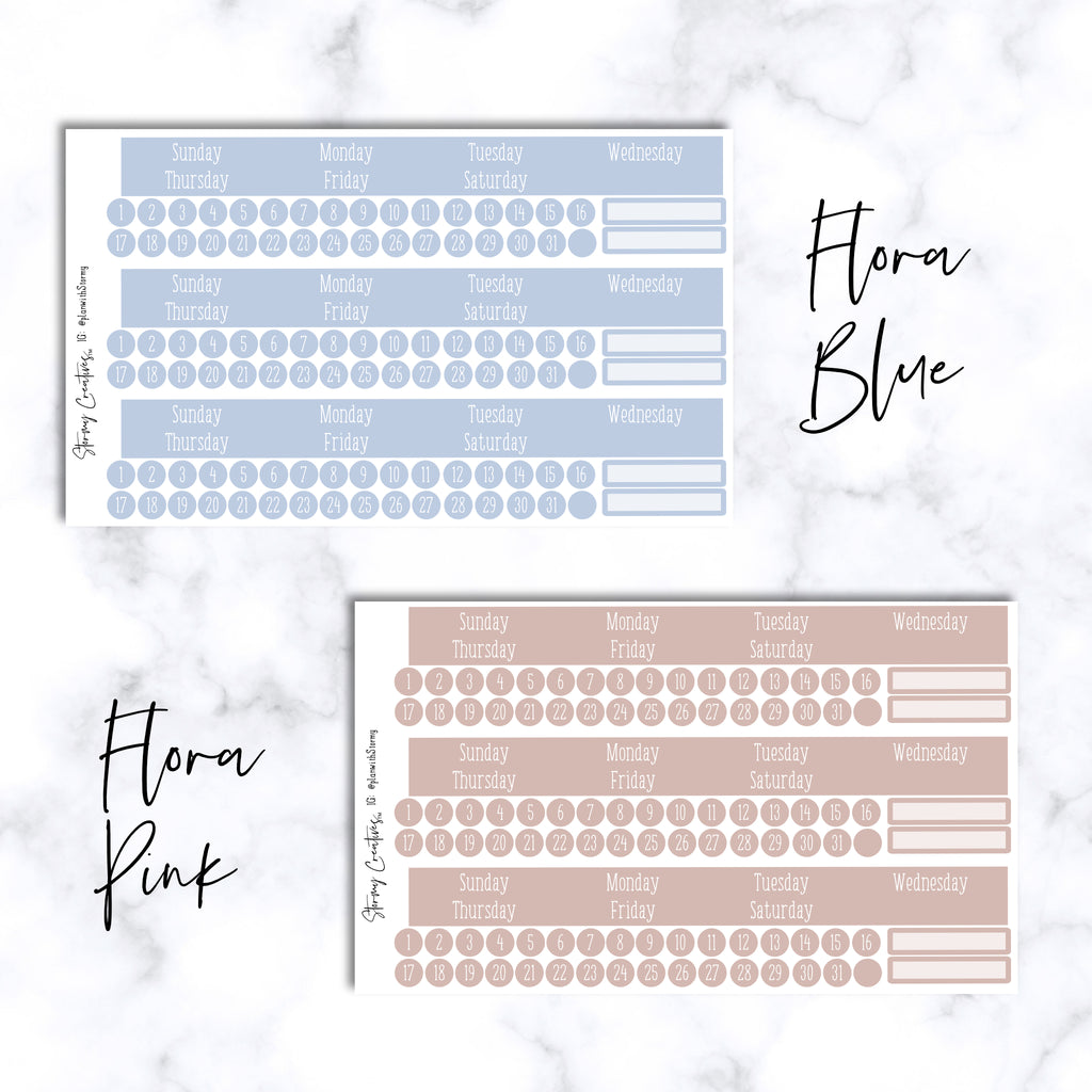 Monthly View Stickers - Erin Condren Flora Colors