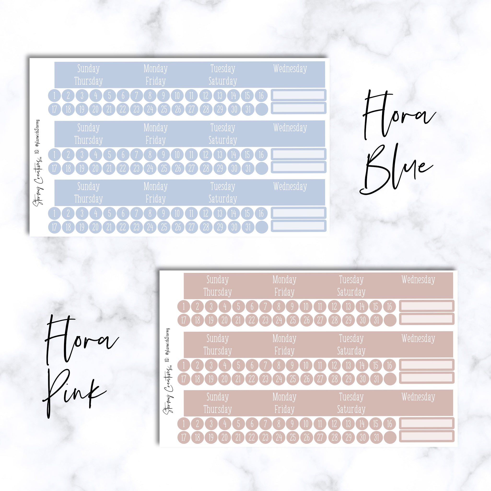 Monthly View Stickers - Erin Condren Flora Colors