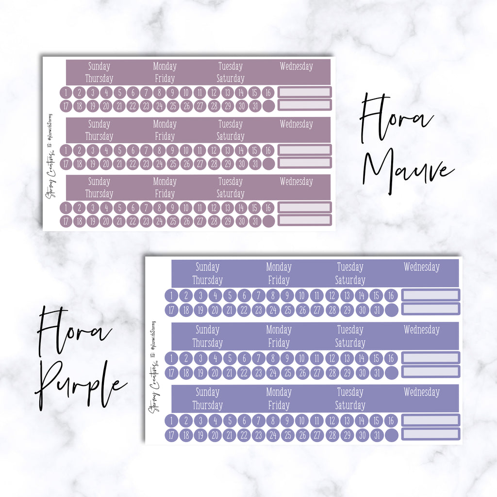 Monthly View Stickers - Erin Condren Flora Colors