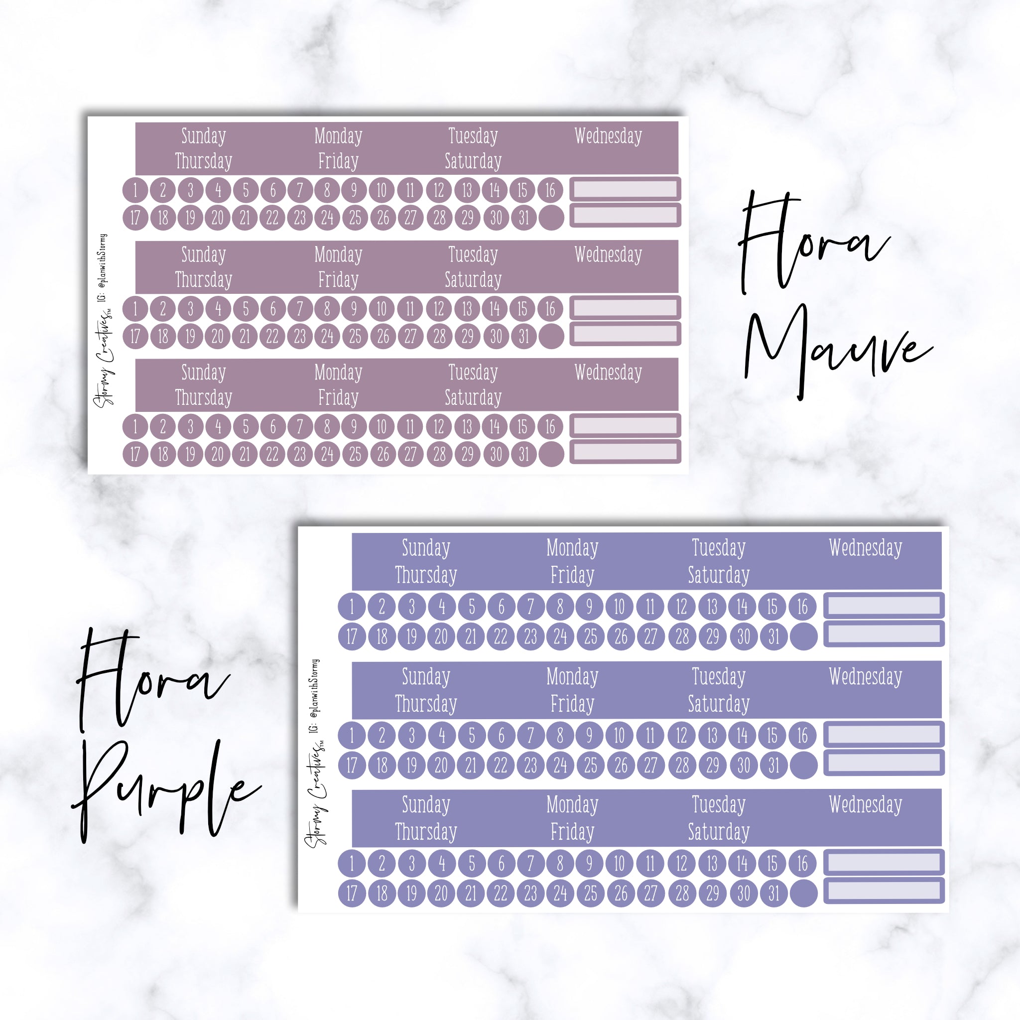 Monthly View Stickers - Erin Condren Flora Colors