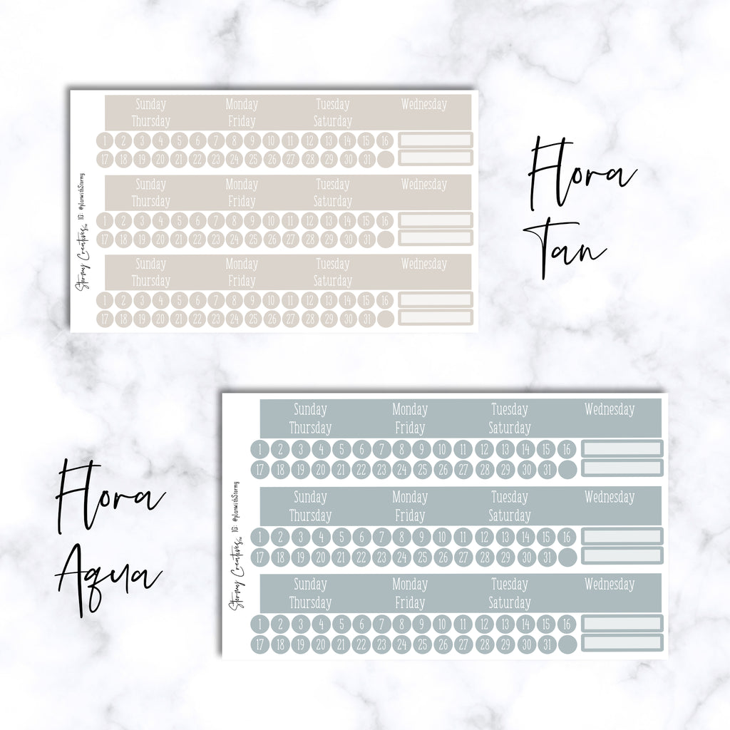 Monthly View Stickers - Erin Condren Flora Colors