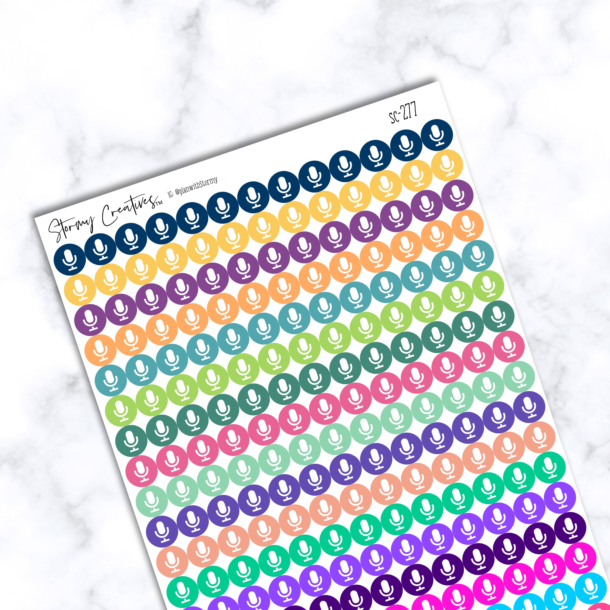 Small Microphone Icon Dot Stickers, 260 Stickers per sheet