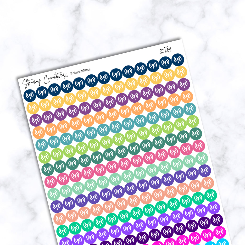 Small Radio Icon Dot Stickers, 260 Stickers per sheet