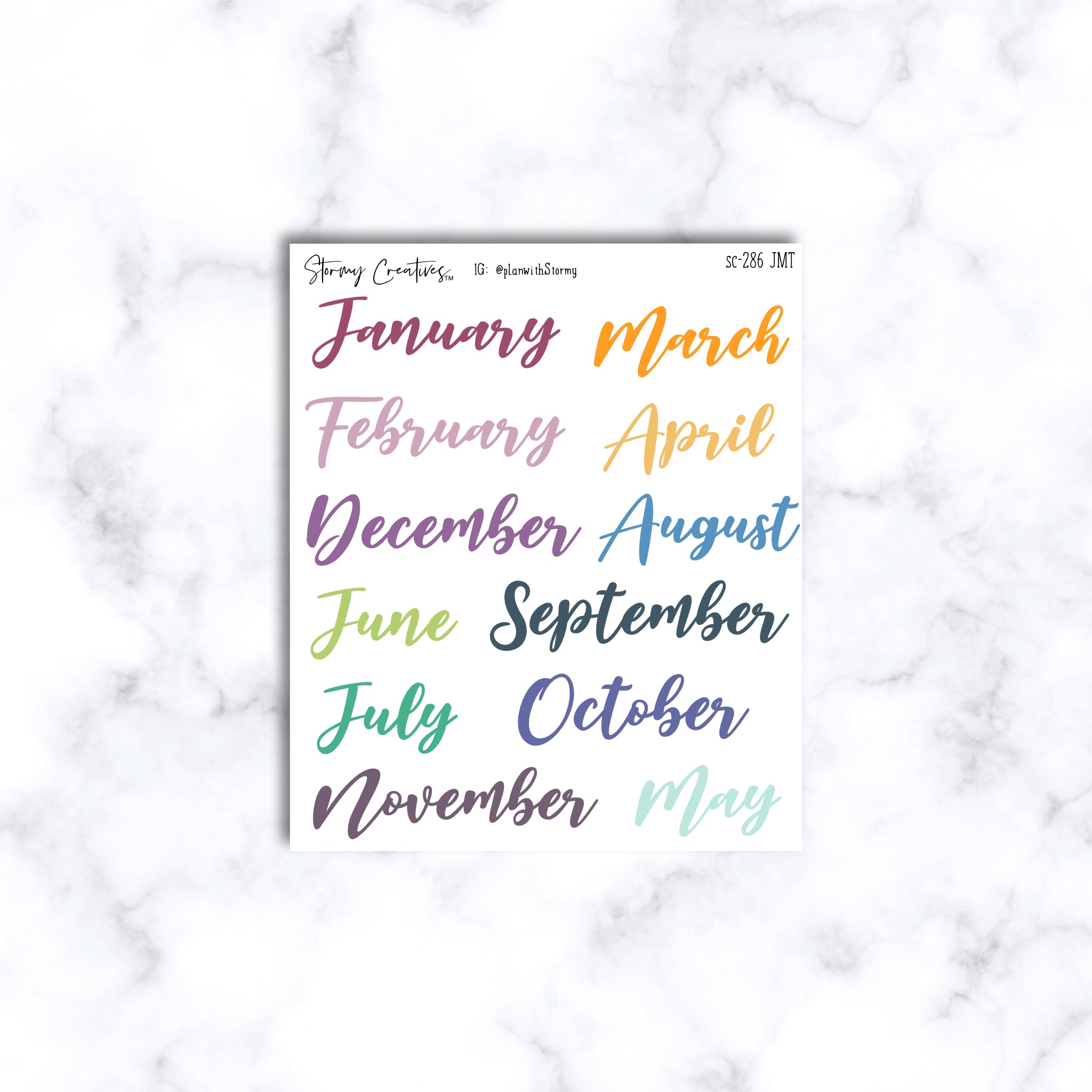 Colorful Month Labels