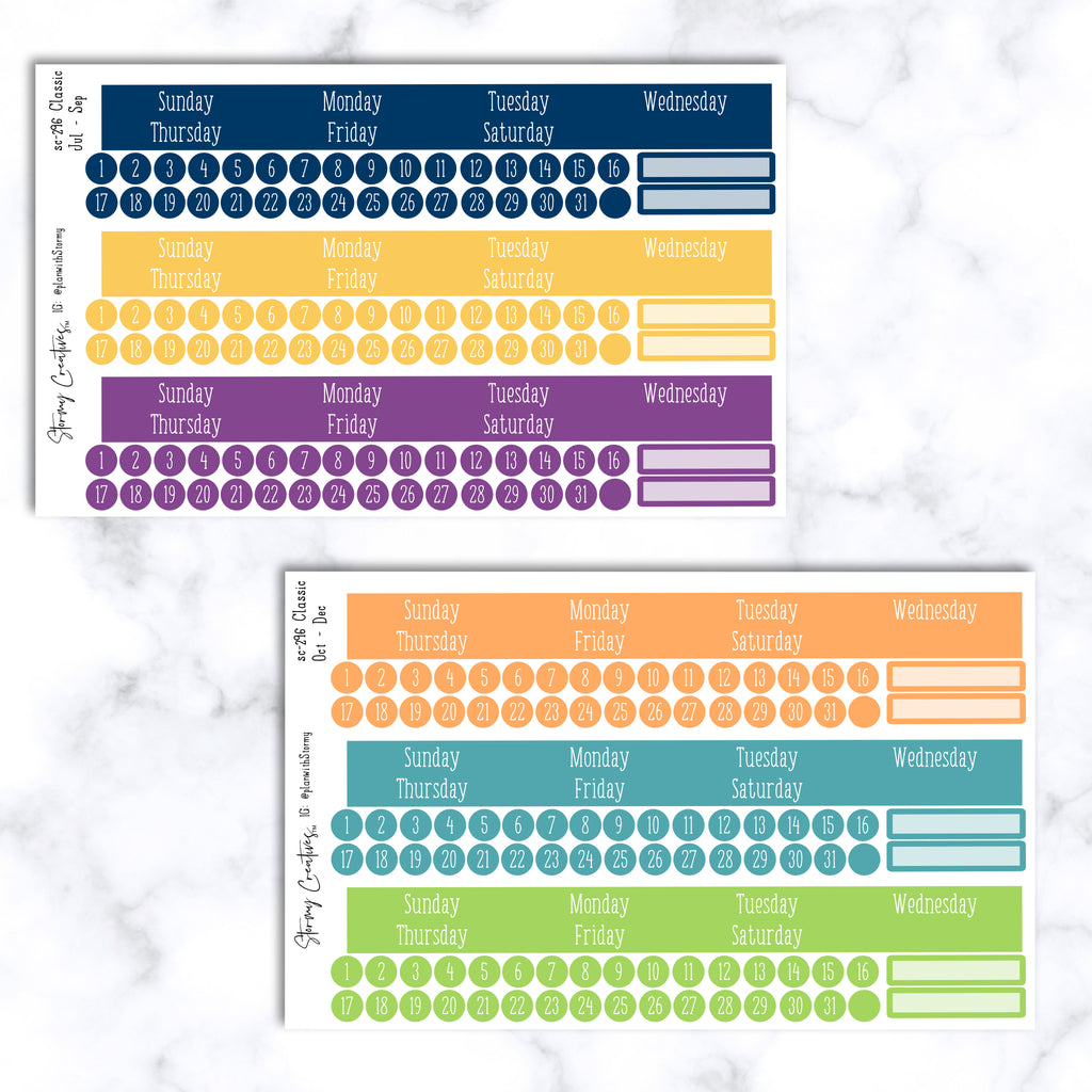 Monthly View Stickers - Erin Condren Classic Colors